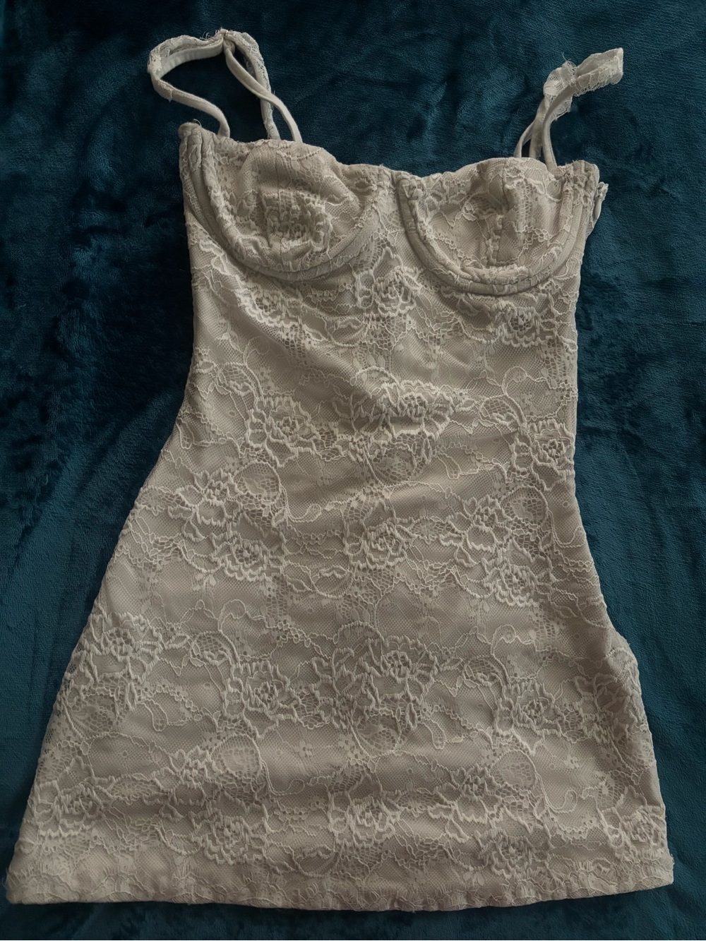 Princess Polly XS Lace Bustier Ivory Mini Dress
